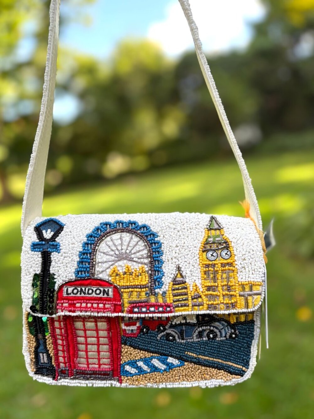 NWT Viral TikTok London Landscape Beaded Bag Handcrafted in India
